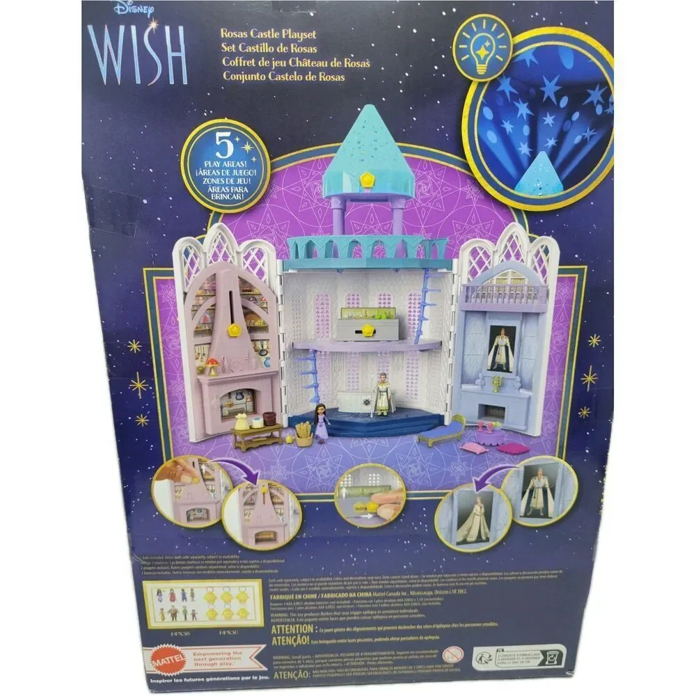 Disney Wish Rosas Castle Playset, Dollhouse with 2 Posable Mini Dolls & Star